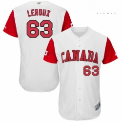 Mens Canada Baseball Majestic 63 Chris Leroux White 2017 World Baseball Classic Authentic Team Jersey