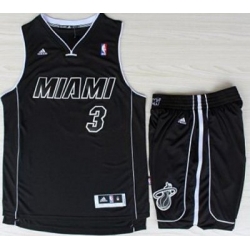 Miami Heat 3 Dwyane Wade Black With White Shadow Revolution 30 Jerseys Shorts NBA Suits