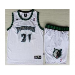 Minnesota Timberwolves 21 Kevin Garnett White Hardwood Classics Revolution 30 NBA Jersey Short Suits