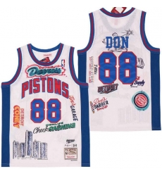 Men B&R Remix Jersey Pistone 88 Don White Throwback Jersey