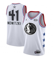 Mavericks #41 Dirk Nowitzki White Basketball Jordan Swingman 2019 All Star Game Jersey