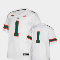 Men Miami Hurricanes 1 White College Football Premier Jersey