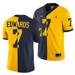 Michigan Wolverines 2021 22 Donovan Edwards Navy Maize Split Edition College Football Jersey