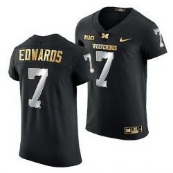 Michigan Wolverines Donovan Edwards 2021 22 Golden Edition Elite Football Black Jersey