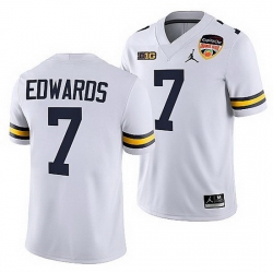 Michigan Wolverines Donovan Edwards White 2021 Orange Bowl College Football Playoff Jersey