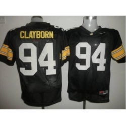 Hawkeyes #94 Adrian Clayborn Black Embroidered NCAA Jersey