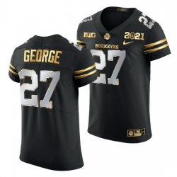 Ohio State Buckeyes Eddie George Black 2021 College Football Playoff Championship Golden Authentic Jersey