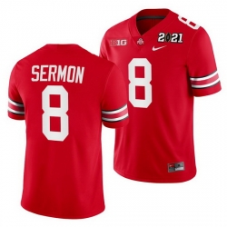 Ohio State Buckeyes Trey Sermon Scarlet 2021 Sugar Bowl Champions College Football Playoff College Football Playoff Jersey