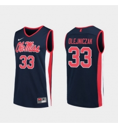 Men Ole Miss Rebels Dominik Olejniczak Navy Replica College Basketball Jersey