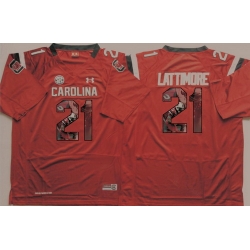 South Carolina Gamecocks 21 Marcus Lattimore Red Portrait Number College Jersey