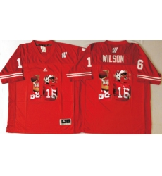 Wisconsin Badgers 16 Russell Wilson Red Portrait Number College Jersey