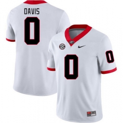 Men #0 Rian Davis Georgia Bulldogs College Football Jerseys Stitched-White