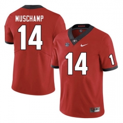 Men #14 Jackson Muschamp Georgia Bulldogs College Football Jerseys Sale-Red