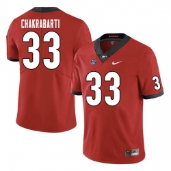 Men #33 Kaustov Chakrabarti Georgia Bulldogs College Football Jerseys Sale-Red