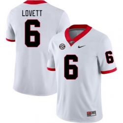 Men #6 Dominic Lovett Georgia Bulldogs College Football Jerseys Stitched-White