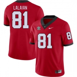 Men #81 David Lalaian Georgia Bulldogs College Football Jerseys Stitched-Red