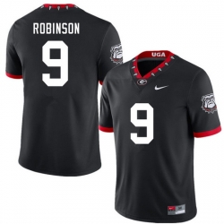 Men #9 Justin Robinson Georgia Bulldogs 100th Anniversary College Football Jerseys Sale-100th Black