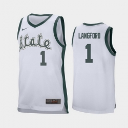 Michigan State Spartans Joshua Langford White Retro Replica Men'S Jersey