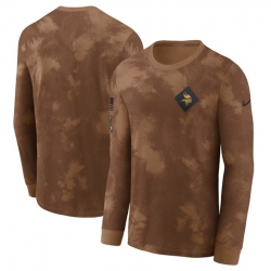 Men Minnesota Vikings Brown 2023 Salute To Service Long Sleeve T Shirt