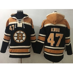 Bruins #47 Torey Krug Black Sawyer Hooded Sweatshirt Stitched NHL Jersey