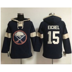 Men Buffalo Sabres 15 Jack Eichel Navy Blue Pullover NHL Hoodie