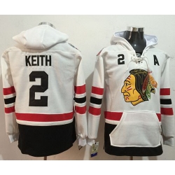 Men Chicago Blackhawks 2 Duncan Keith White Name  26 Number Pullover NHL Hoodie