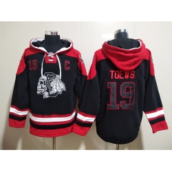 Men Chicago Blackhawks Jonathan Toews 19 Black Stitched NHL Hoodie