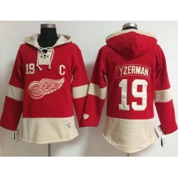 Detroit Red Wings 19 Steve Yzerman Red Women Old Time Lacer NHL Hoodie