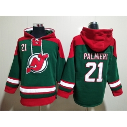 Men New Jersey Devils 21 Kyle Palmieri Green Stitched Hoody