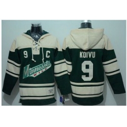 Men Minnesota Wild 9 Mikko Koivu Green Sawyer Hooded Sweatshirt Stitched NHL Jersey