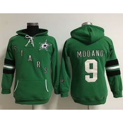 Dallas Stars 9 Mike Modano Green Women Old Time Heidi Hoodie NHL Hoodie