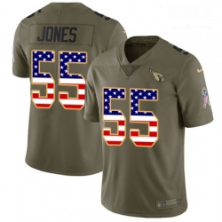 Men Nike Arizona Cardinals 55 Chandler Jones Limited OliveUSA Flag 2017 Salute to Service NFL Jersey