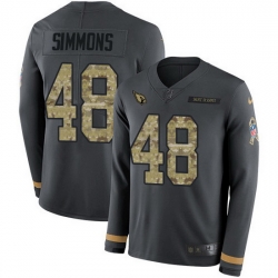 Nike Cardinals 48 Isaiah Simmons Anthracite Salute to Service Men Stitched NFL Limited Therma Long Sleeve Jersey