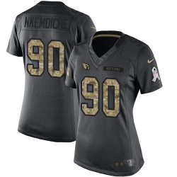 Nike Cardinals #90 Robert Nkemdiche Black Womens Stitched NFL Limited 2016 Salute to Service Jersey