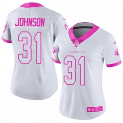 Womens Nike Arizona Cardinals 31 David Johnson Limited WhitePink Rush Fashion NFL Jersey