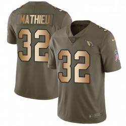 Youth Nike Arizona Cardinals 32 Tyrann Mathieu Limited OliveGold 2017 Salute to Service NFL Jersey