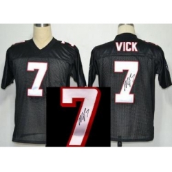 Atlanta Falcons 7 Michael Vick Black Throwback M&N Signed NFL Jerseys