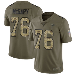 Falcons 76 Kaleb McGary Olive Camo Men Stitched Football Limited 2017 Salute To Service Jersey