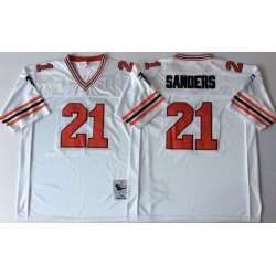 Men Atlanta Falcons 21 Deion Sanders White 1989 M&N Throwback Jersey