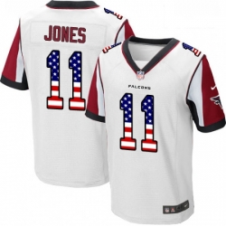 Men Nike Atlanta Falcons 11 Julio Jones Elite White Road USA Flag Fashion NFL Jersey