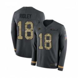 Men Nike Atlanta Falcons 18 Calvin Ridley Limited Black Salute to Service Therma Long Sleeve NFL Jersey