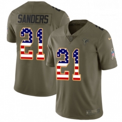 Men Nike Atlanta Falcons 21 Deion Sanders Limited OliveUSA Flag 2017 Salute to Service NFL Jersey