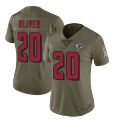 Nike Falcons #20 Isaiah Oliver Olive Womens Stitched NFL Limited 2017 Salute to Service Jersey