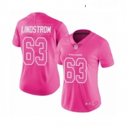 Womens Atlanta Falcons 63 Chris Lindstrom Limited Pink Rush Fashion Football Jersey