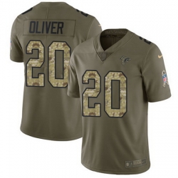 Nike Falcons #20 Isaiah Oliver Olive Camo Youth Stitched NFL Limited 2017 Salute to Service Jersey