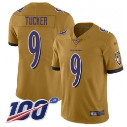 Men BALTIMORE RAVENS LIMITED INVERTED LEGEND #9 JUSTIN TUCKER GOLD JERSEY