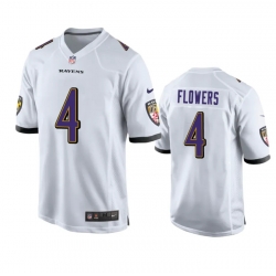 Men Baltimore Ravens 4 Zay Flowers White Game Jersey