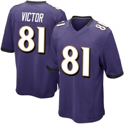 Men Nike Baltimore Ravens Binjimen Victor #81 Purple Vapor Limited Jersey