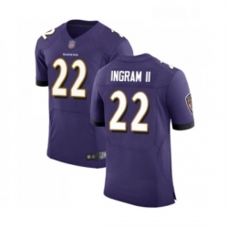 Mens Baltimore Ravens 22 Mark Ingram II Purple Team Color Vapor Untouchable Elite Player Football Jersey