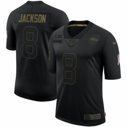 Men's Baltimore Ravens #8 Lamar Jackson Black Nike 2020 Salute To Service Limited Jersey